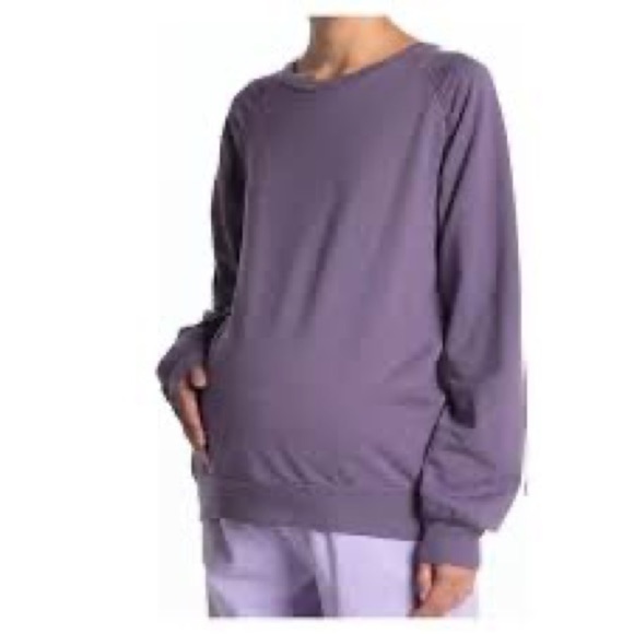 𝅺nwt Z by Zella Purple Maternity Crew Neck Sweatshirt Size Medium - Picture 5 of 6